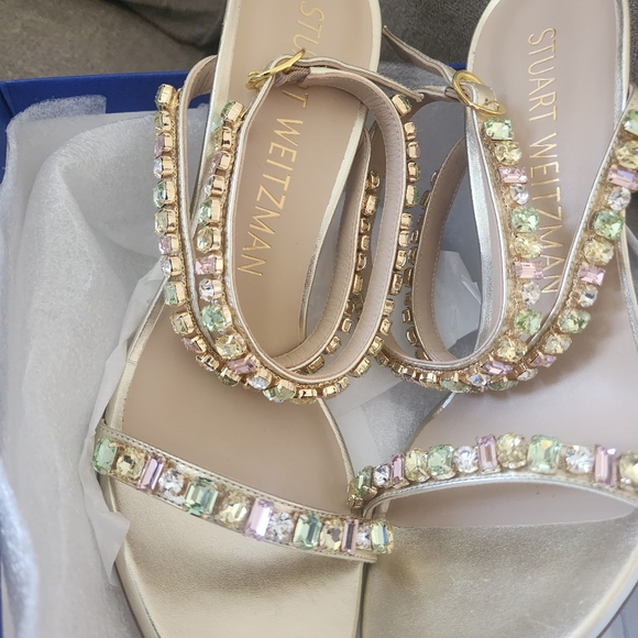 Stuart Weitzman Jaide 100 Gem Sandal 10 40.5 metallic - Picture 5 of 10